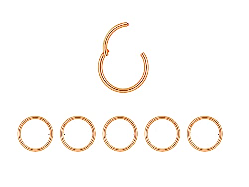 5Pcs 16G 18G Surgical Steel Nose Rings Hoop Tragus Septum Cartilage Hoop Earrings For Women Men Body Piercing Jewelry Kit Bar Length 6mm/8mm/10mm/12mm/14mm - style: 5Pcs -18G - Rose Gold - 8mm