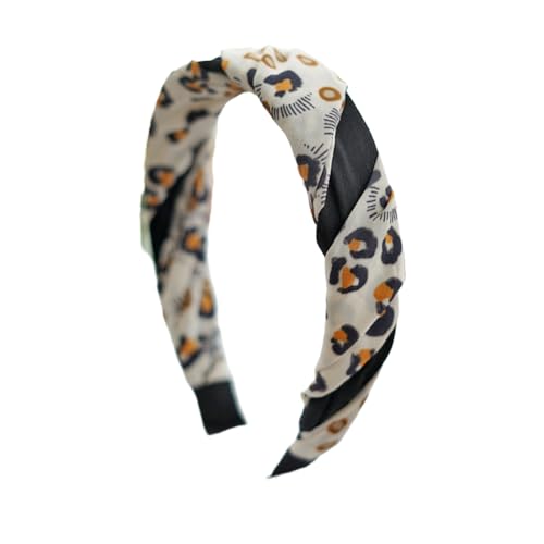 Braided Headband for Women-Vintage Fabric High Crown Headband with Non-Slip Teeth, Cute Boho Knotted Hair Band for Women & Teens (10-Leopard, One Size) - color: 10-Leopard