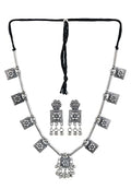 Indian Designer Statement Afghani Silver Oxidised Dual Tone Ethnic Traditional Tassel Choker Necklace Jewelry Women - color: Silver