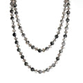 Long Beaded Necklace for Women Boho Colorful Crystal Stone Knot Statement Fashion Costume Jewelry Gifts - color: Black Grey