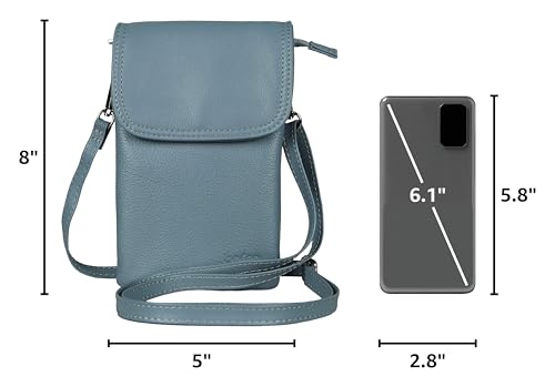 befen Genuine Leather Small Crossbody Bags for Women Cell Phone Bag Cross Body Purses,Silver Zipper - color: Air Force Blue