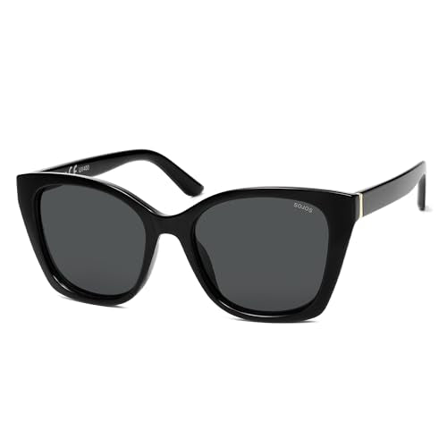 SOJOS Vintage Oversized Cateye Sunglasses Womens UV400 Large Designer Shades Lentes De Sol Para Mujer SJ2634 - color: Black/Grey