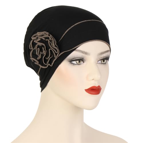 Headwrap Turbans for Women - Twist Soft Floral Solid Caps Pre Tied Chemo Beanies Headwear Hat for Cancer - color: Black Coffee