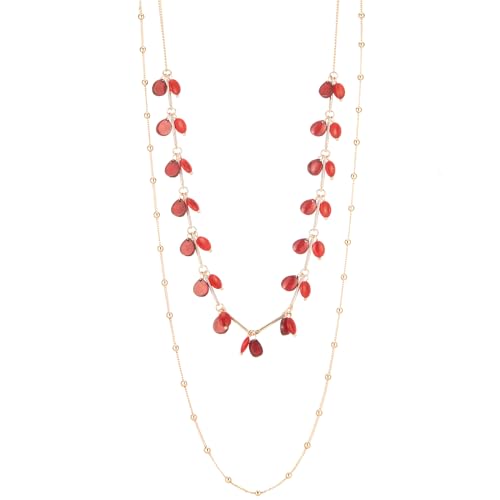 BULINLIN Layered Long Necklaces for Women Long Beaded Chain Necklace CostumeJewelry Mothers Day Gifts for Mom - color: Red