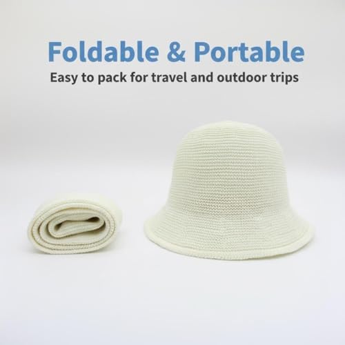 Women Straw Hat Beach Sun Cap Foldable Paper Knitted for Travel Summer Vacation Soft Lightweight Breathable - color: White