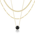 WomenGifts Layered Gold Necklaces for Women, 14K Gold Sterling Silver Plated Dainty Pendant Necklace Set Non Tarnish, Chunky Stackable Cuban Chain Choker, Trendy Birthstone Vacation Jewelry Gift - color: Gold, style: Cubic Zirconia-Created Black Diamond