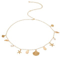 Vivian&CD Mermaid Seashell Starfish Waist Chain for Women, Gold Boho Pearl Shell Conch Belt Chain Waterproof Body Chain for Summer Beach Sexy Bikini Pirate Costume Accessories - style: Starfish Shells