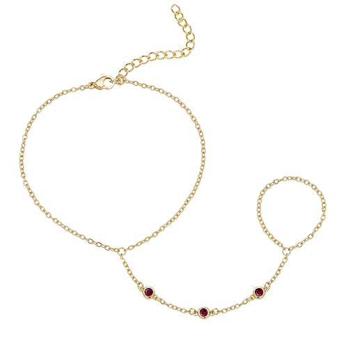 Gokeey Gold Hand Chain Bracelet for Women Trendy, Dainty 14k Gold Plated Ring Bracelet Hand Chain Finger Ring Slave Cuff Bracelet Cubic Zircon Hand Jewelry for Women Accessories - style: 3cz hand chain-Jan