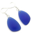 Popular Recycled Sea Glass Earrings on Sterling Silver Hooks - color: Cobalt Blue 2