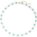 Created Turquoise Necklace for Women 14K Gold Plated Beaded Heart Choker Boho Necklaces Handmade Beach Summer Everyday Western Jewelry Gifts - color: Gold Chain, style: Bead