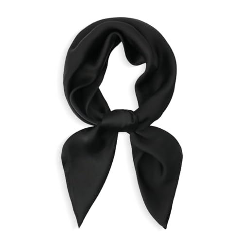 vimate Head Scarf for Women Hair 27'' Square Satin Silk Feeling Bnadana Neck Scarf Handbag Accessories Etc - color: C39#. Black