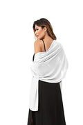 Shawls and Wraps for Evening Dresses Sheer Chiffon Women Elegant Soft Silky Sparkly Wedding Bridal Scarf - color: White B