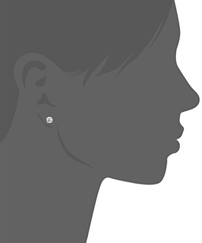 Amazon Essentials Plated Sterling Silver Cubic Zirconia Stud Earrings (Round & Princess) - color: White/Platinum, size: 5 mm, style: Round Cut
