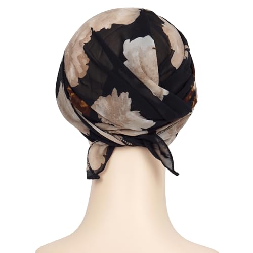 Headwear Turbans for Women - Lightweight Head Scarf for Women's Hair Chiffon Elegant Headwraps Hats - color: Black-coffee