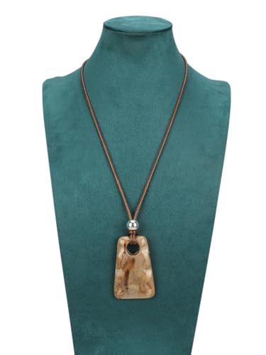 Bohemian Necklaces for Women Long Leather Necklace with Large Pendant Chunky Boho Hippie Jewelry Pendant Chocker Necklace - style: Boho Chunky Necklace