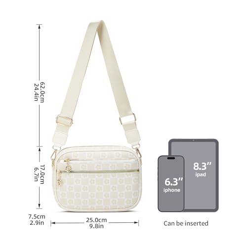 Crossbody Purse for Women Small Crossbody Bags Trendy Vegan Leather with Adjustable Shoulder Straps Gift for Mother Wife Mom - color: Checkered Beige Minimalism
