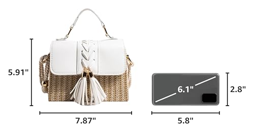 Straw Crossbody Bags for Women Summer Straw Clutch Bag Woven Beach Purse Vacation Handbags | Straw - color: D White