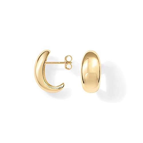 PAVOI 14K Gold Plated 925 Sterling Silver Post Huggie Earrings | Gold Dome Huggie Hoop Earrings for Women - style: Yellow Gold
