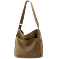 KALIDI Canvas Tote Bag Large Hobo Crossbody Shoulder Handbag Zipper Messenger Bag for Women or Men Casual College Work - color: Abrown