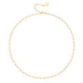 Aobei Pearl 18K Gold Plated Paperclip Chain Choker Satellite Chain Freshwater Cultured Biwa Pearl Pendant Necklace Dainty Turquoise Jewelry for Women - color: Oval Link Chain