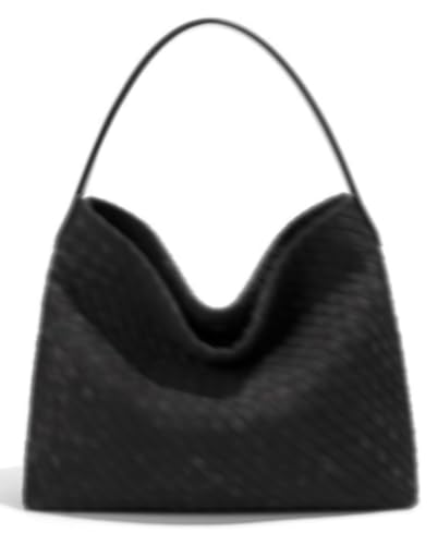 Slouchy Suede Woven Hobo Bags Women Trendy Suede Purse Crossbody Crescent Shoulder Satchel Bag Top Handle Tote Handbag | Slouchy - color: Black