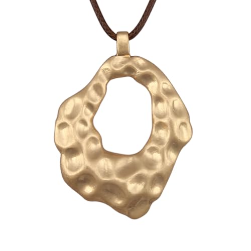 GelConnie Leather Necklaces Turquoise Long Boho Necklaces for Women Brown Chunky Circle Pendant Chocker Necklace Gold Sweater Necklace - style: Boho Statement Necklace