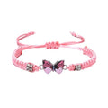 Butterfly Bracelets for Women Colorful Charm Woven Adjustable Strings Butterfly Bracelets Cute Handmade Boho Adjustable Braided Rope for Couple Women Friendship BFF Party Family Jewelry - color: pink