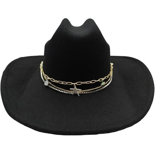 Hat Band for Cowboy Cowgirl, Turquoise Hand Made Replaceable Beaded Belt for Panama Fedora - color: Silver Starfish