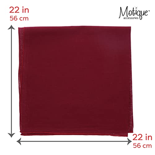 Motique Accessories Solid Color Bandana - Set of 6 Bandannas - color: Burgundy