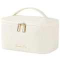 Meiyuuo Makeup Bag Large Cosmetic Bags for Women Girls Cute Travel Zipper Pouch Toiletry Organizer for Beauty Essentials Waterproof (Beige) - color: Light Beige