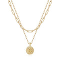 Yoosteel Layered Initial Necklaces for Women Trendy - 14K Gold-Plated Dainty Layering Paperclip Chain Coin Initial Necklace Jewelry Gifts for Women Mom Wife Teen Girls - color: Gold, style: B