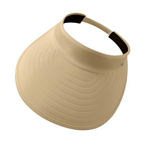 WANDER Sun Visor Hats for Women Wide Brim UV Protection Adjustable Large Golf Beach Cap Packable Travel Sport Visor - color: Khaki