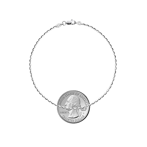 Savlano 925 Sterling Silver Oval Rice Bead Strand Chain Bracelet For Women - Made in Italy Comes Gift Box - style: 1.8MM
