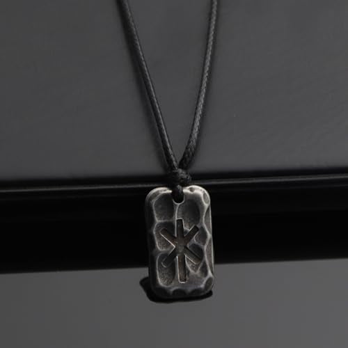 Ankiyabe Stainless Steel Norse Viking Rune Pendant with Adjustable Braided Rope Good Luck/Love/Strenght/Health Viking Symbol Necklace for Men Women - color: STRENGTH