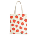 1-PACK Cute Strawberry Print Canvas Tote Bag, Reusable Grocery Bag with Magnetic Snap Closure & Inner Zipper Pocket, Aesthetic Gift for Women - color: A1-strawberry 1 Pack