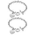 Emibele Heart Charm Bracelet for Women, Bible Verse Bracelet Stainless Steel 18K Gold Plated Bracelet Love Pendant Link Chain OT Clasp, Birthday Christmas Jewelry Gift for Mother Her - color: Silver Heart