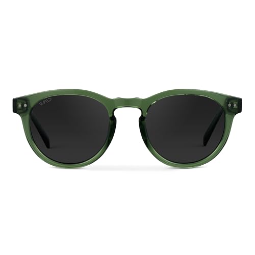 WearMe Pro Round Polarized Sunglasses for Women - Retro Classic UV400 Protection for Driving & Everyday Wear - color: Crystal Green Frame / Black Lens