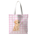 Preppy Animal Tote Bag, Pet Canvas Tote Bag, Reusable Grocery Shopping Shoulder Bags - color: Golden Retriever Stripes