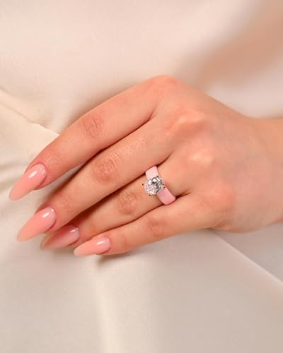 Rinfit Silicone Ring with Stone - Oval Cut Cubic Zirconia Solitaire Engagement Ring for Women - Rubber Wedding Bands - Patented Design - color: Pack C: Pink / Rose Gold