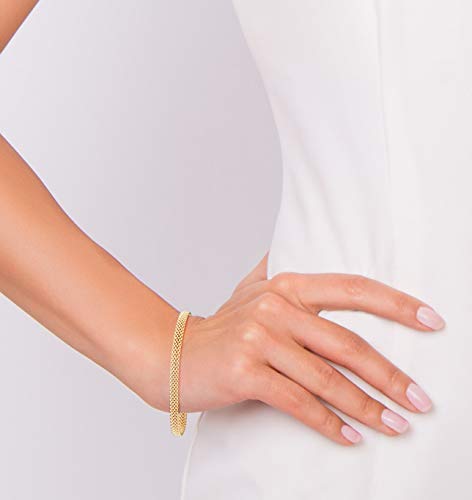 Miabella 18K Gold Plated 925 Sterling Silver Italian 5mm Mesh Link Chain Bracelet for Women, Made in Italy - style: Length 7.5 Inches
