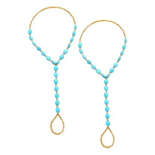 2Pcs Women Beads Anklet Chain Fashion Foot Jewelry for Beach Daily Wear Comfortable Barefoot Sandals with Delicate Workmanship Present for Girlfriend Friends