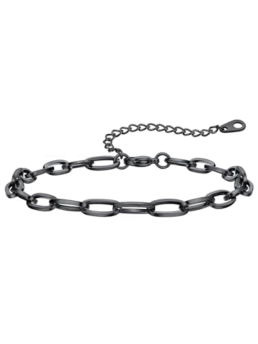 ChainsHouse Ankle Bracelets for Women, Stainless Steel Chain Anklets Waterproof, Women Summer Beach Jewelry Gift, Come with Box - color: 01. 1Pcs-(6mm)-Paperclip-Black