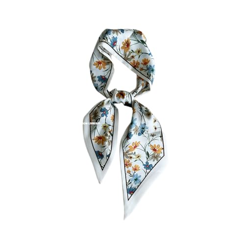 Hair Head Neck Bag Long Scarf Versatile Wrap for Women Soft & Lightweight for Everyday Chic - color: 42 Daisy Flower Beige 3.7 X 38 Inch