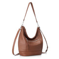 befen Genuine Leather Crossbody Hobo Purse for Women Soft Lightweight Leather Handbags with 2 Removable Straps - color: Cognac Brown