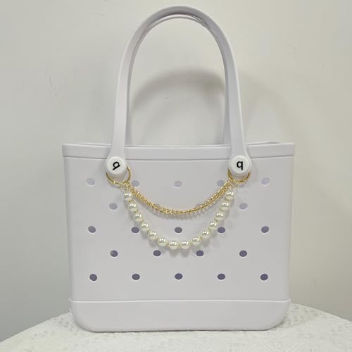 Pearls Charm for Bogg Bag, Accessories for Rubber Beach Bag Tote Handbag Crossbody Shoulder Bag Decoration, With Metal Buckle