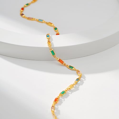 Beaded Choker Necklaces for Women 18k Gold Plated Dainty Gold Choker Necklaces for Women - style: square cz choker 2