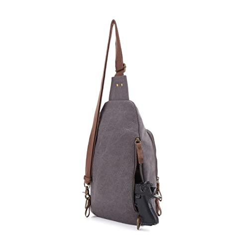 Glacier Canvas Concealed Carry Sling Bag Crossbody Backpack Purse for Men Women | Concealed Carry - color: Grey