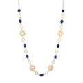 Long Gold Necklaces for Women Dainty Natural Stone Beaded Gold Necklace Mothers Day Gifts Boho Gold Costume Jewelry for Women - color: Navy Blue