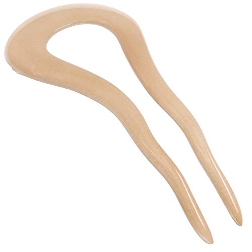 Camila Paris CP3096 French Twist Stick Clip Pins, Beige, Wavy Hair Pin U-Shaped Hair Fork for Girls Spiral Updo Chignon Bun Holder, Fashion Flexible Styling Hair Accessories for Women, Made in France - color: 2-Prong Beige