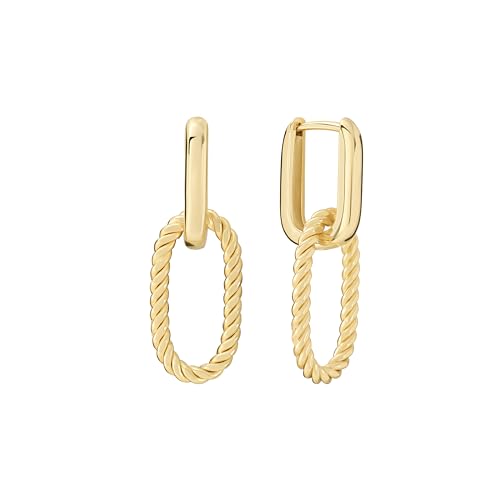 Amazon Essentials Plated Tailored Hoop Earrings - color: Gold Tone, size: L: 1.51" X W: 0.13"